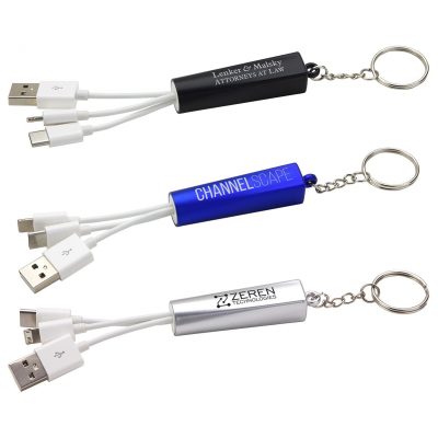 Trey 3-in-1 Light-Up Charging Cable with Keychain